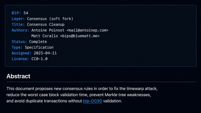 BIP-54, formally known as “Consensus Cleanup image/screenshot.